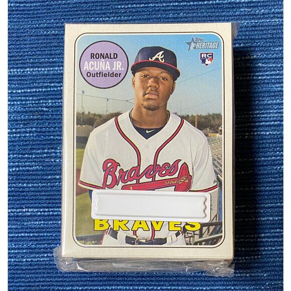 Unopened Sealed 2018 Topps Heritage Hanger Pack Ronald Acuna Jr Rookie RC Top - Picture 1 of 3